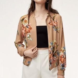 Babaton Floral Bomber Jacket in Tan